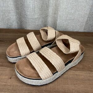 Olivia Miller Women’s Open Toe Sling back Flat‎ form Sandals Size 8 (X12)